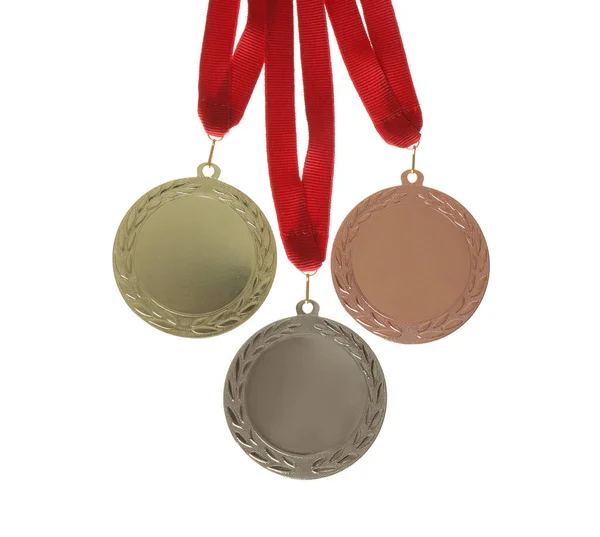 青銅のメダルは白に隔離された デザインのための空間 — ストック写真