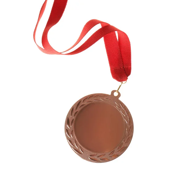 Medalha Bronze Isolada Branco Espaço Para Design — Fotografia de Stock
