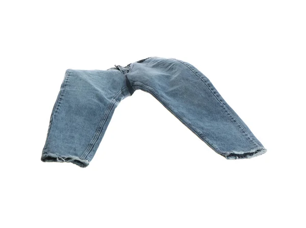 Blå Jeans Isolert Hvit Stilige Klær – stockfoto