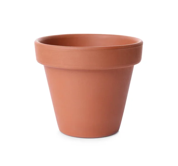 Stijlvolle Terracotta Bloempot Geïsoleerd Wit — Stockfoto