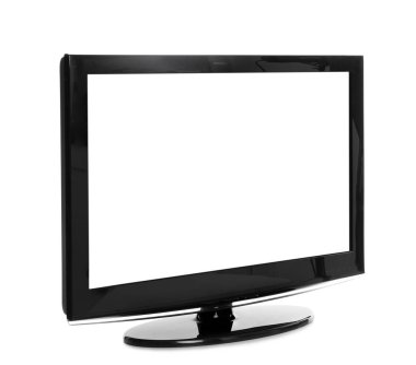 Beyaz arka planda modern plazma TV. Tasarım için boşluk