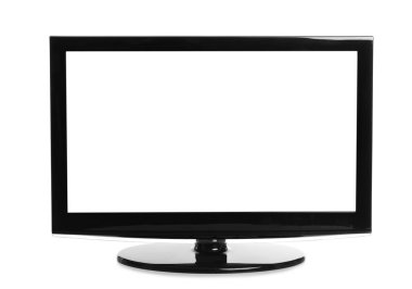 Beyaz arka planda modern plazma TV. Tasarım için boşluk