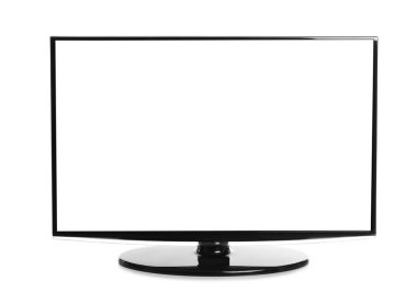 Beyaz arka planda modern plazma TV. Tasarım için boşluk