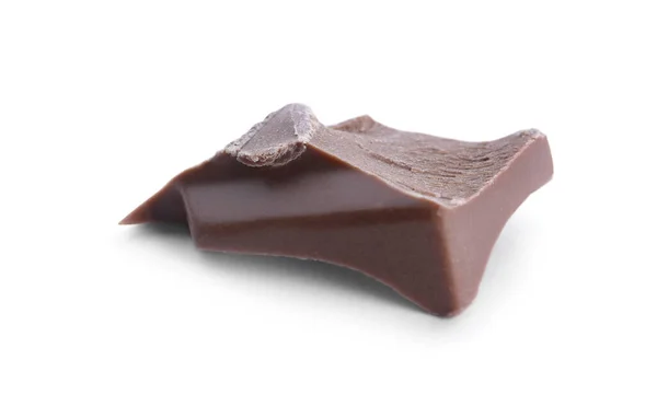 Pedaço Chocolate Leite Isolado Branco — Fotografia de Stock