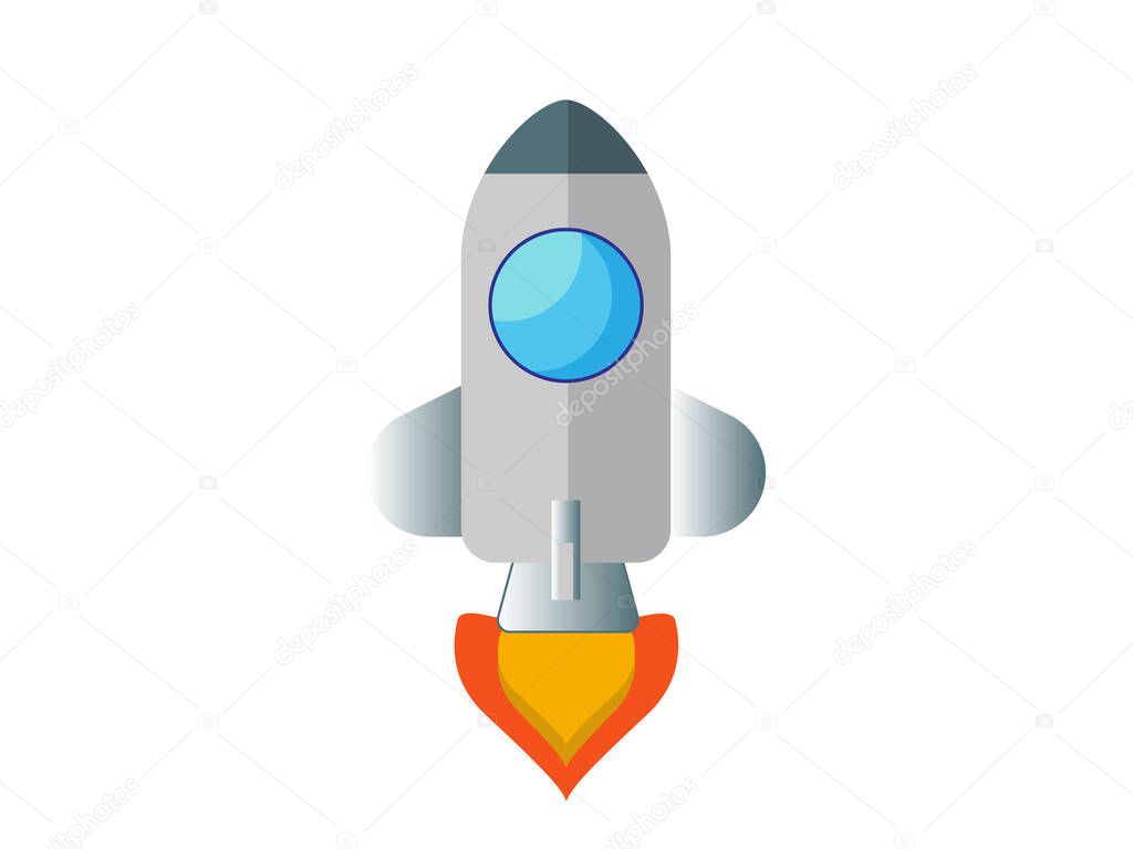 Modern rocket model illustration on white background