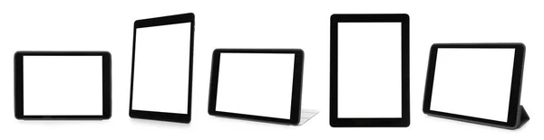 Set Van Tablet Computers Witte Achtergrond Banner Design Ruimte Voor — Stockfoto