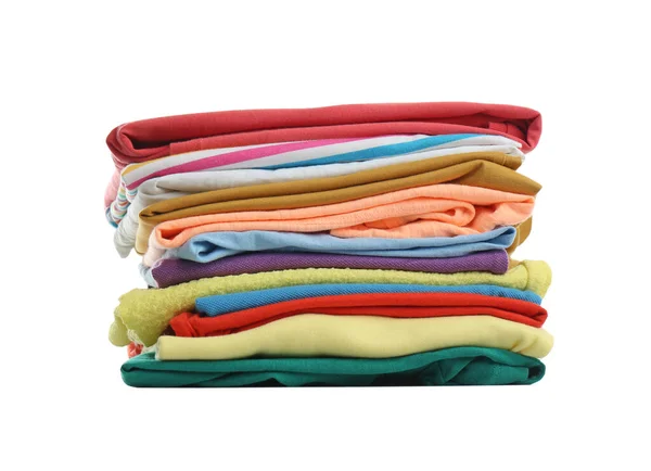 Stack Folded Clothes Isolated White Royalty Free Stock Photos