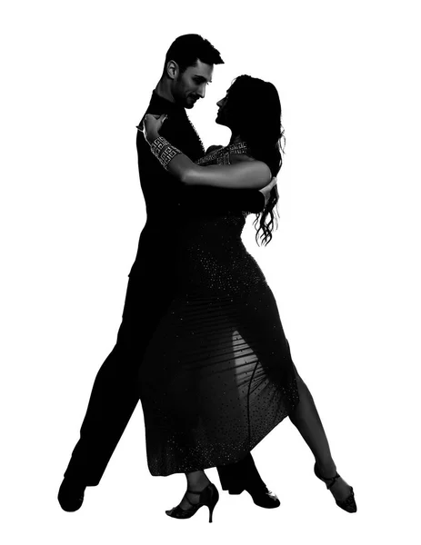 Passionné Jeune Couple Dansant Sur Fond Blanc — Photo