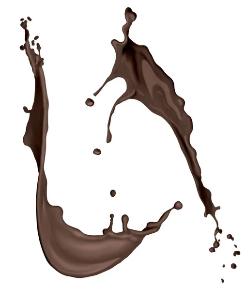 Salpicos Chocolate Derretido Fundo Branco — Fotografia de Stock