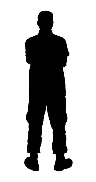 Silhouette Soldier Uniform White Background Military Service — Stock Photo, Image