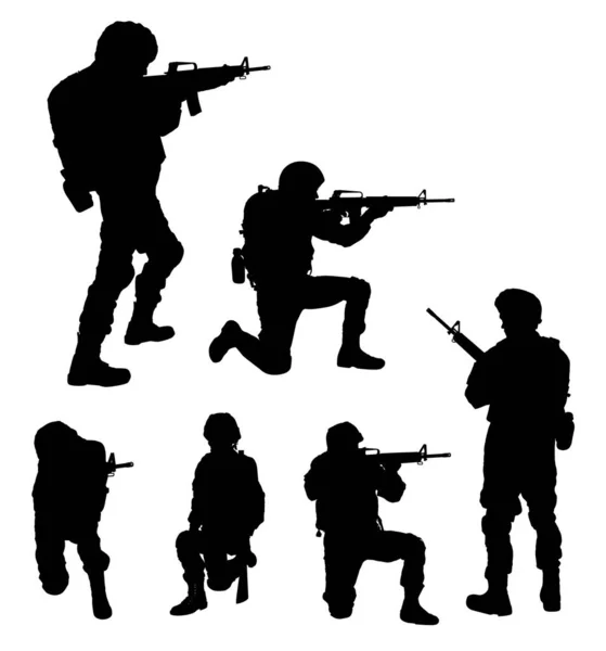 Collage Met Silhouetten Van Soldaten Witte Achtergrond Militaire Dienst — Stockfoto