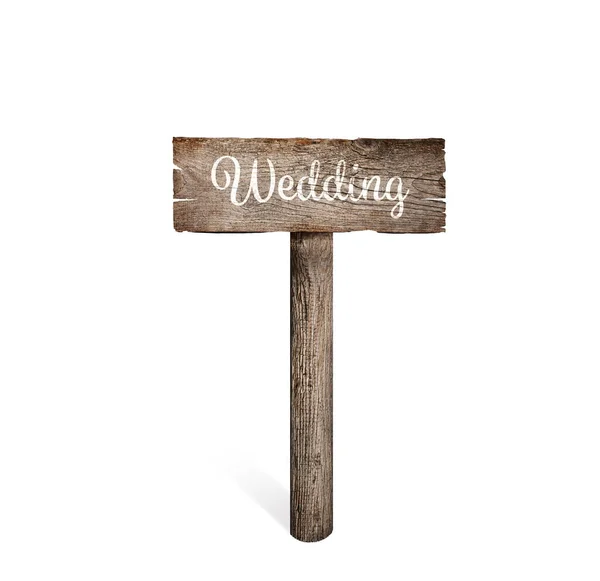 Wooden Plaque Inscription Wedding Isolated White — Stock Photo, Image