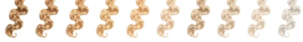Set Avec Des Échantillons Cheveux Couleur Sur Fond Blanc Vue — Photo
