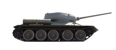 Ordu tankı beyazda izole edilmiş. Askeri makineler.