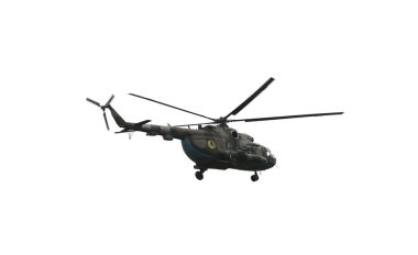 Ordu helikopteri beyazda izole edildi. Askeri makineler.