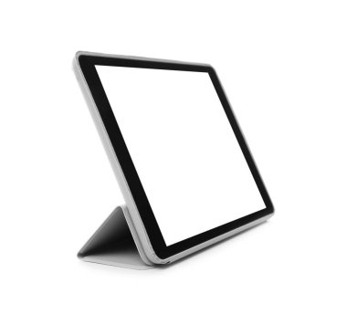 Boş ekranlı tablet bilgisayar beyaza izole edildi. Modern aygıt