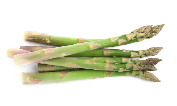 Świeże Surowe Szparagi Wyizolowane Białym Zdrowe Odżywianie — Zdjęcie stockowe