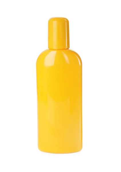 Flaska Med Solskydd Lotion Isolerad Vit — Stockfoto
