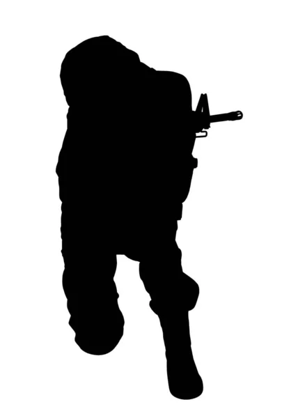 Silhouet Van Soldaat Met Aanvalsgeweer Witte Achtergrond Militaire Dienst — Stockfoto