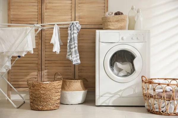 Modern Washing Machine Laundry Room Interior — Stock Photo, Image