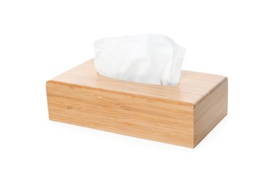 Kağıt mendilli tutucu beyaz üzerine izole edilmiş