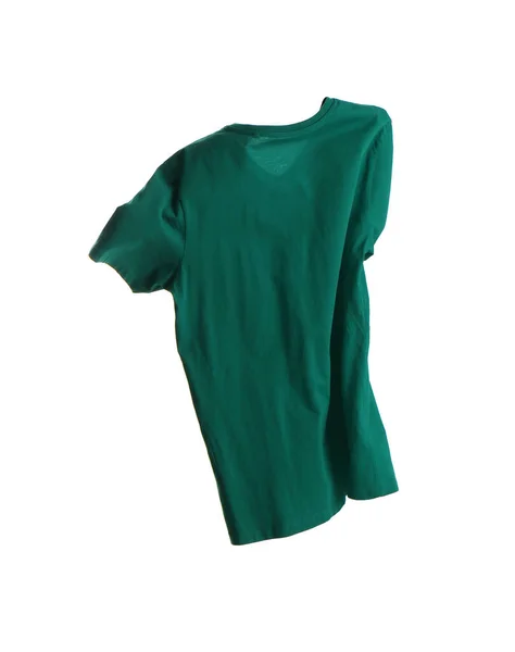 緑のTシャツ白に隔離された スタイリッシュな服 — ストック写真