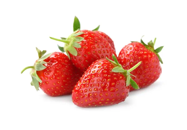 Deliciosas Fresas Frescas Maduras Aisladas Blanco — Foto de Stock