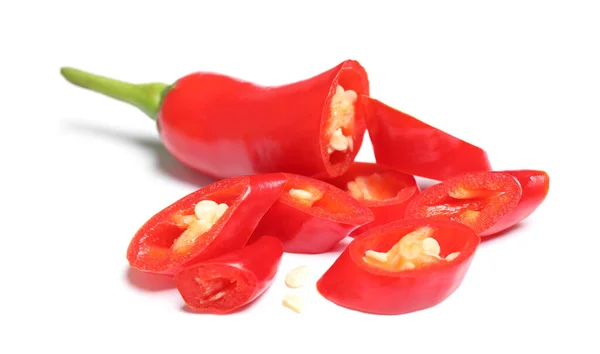Cut Red Hot Chili Pepper White Background — Stock Photo, Image