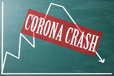 Metin CORONA CRASH ve çizelge yeşil karatahta