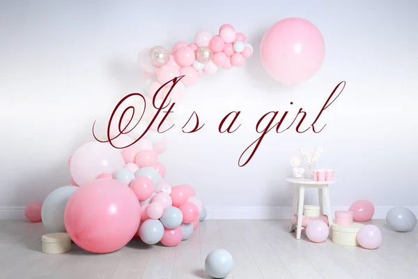 Festa Chá Bebê Para Menina Balões Doces Quarto — Fotografia de Stock