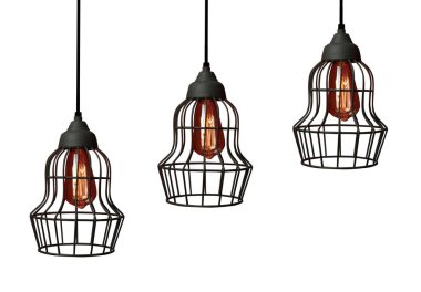 Beyaz arka planda modern asılı lambalar.