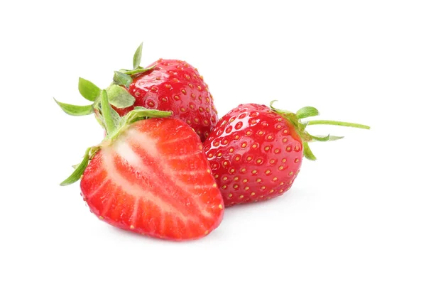 Delicious Fresh Ripe Strawberries Isolated White — Stock Photo, Image