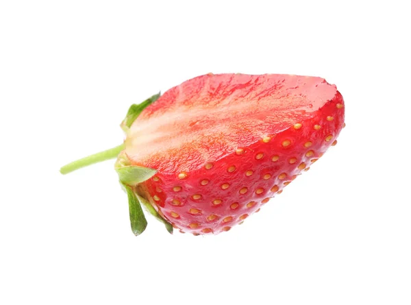 Piece Delicious Ripe Strawberry Isolated White — Stock Photo, Image