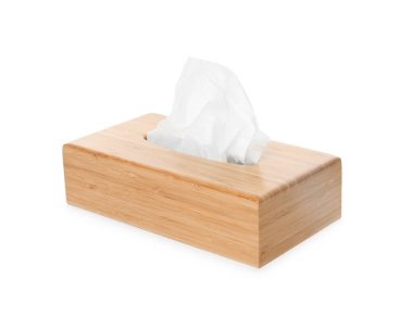 Kağıt mendilli tutucu beyaz üzerine izole edilmiş