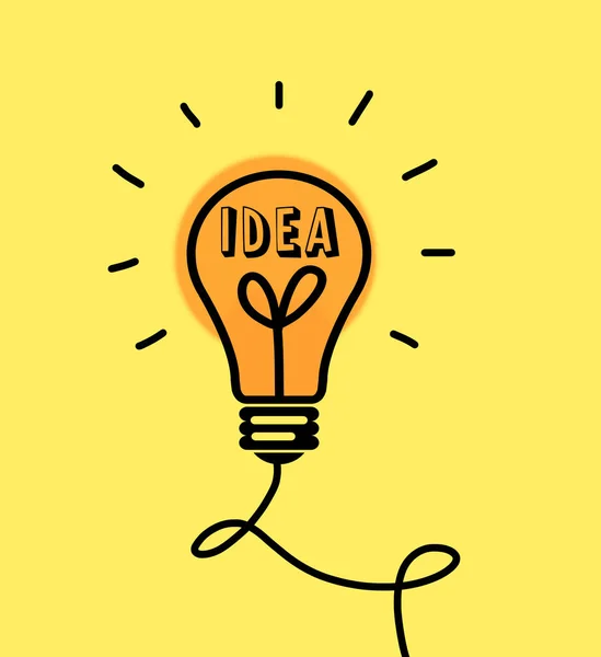 アイデアのコンセプト 黄色の背景に電球の創造的なイラスト — ストック写真