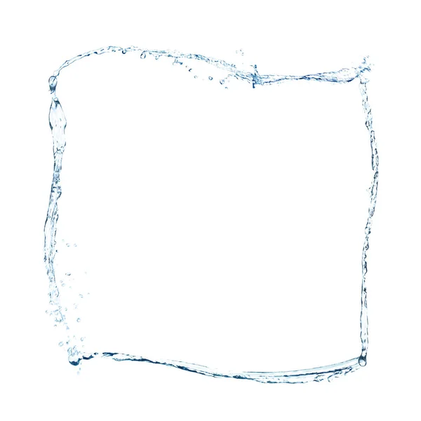 水在白色背景上飞溅的框架 文字的空间 — 图库照片