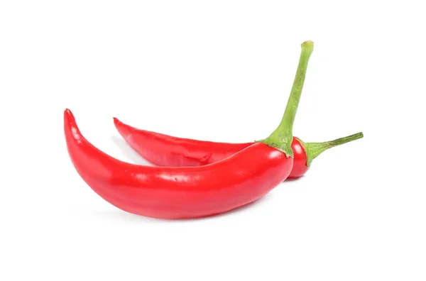Rijp Rode Hete Chili Pepers Geïsoleerd Wit — Stockfoto