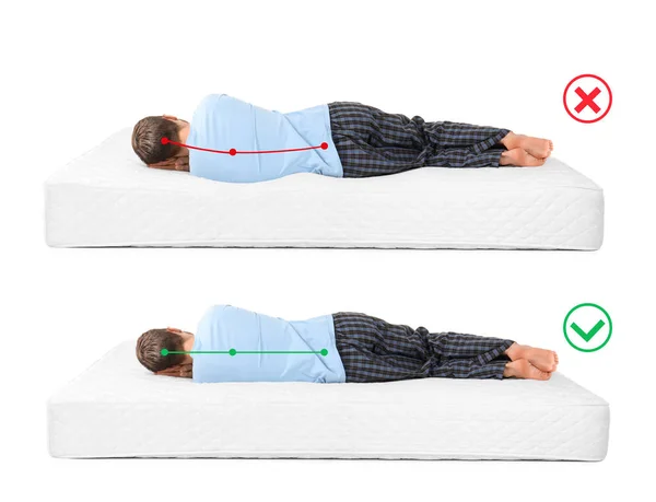 Mauvaise Correcte Posture Sommeil Choisir Bon Matelas — Photo