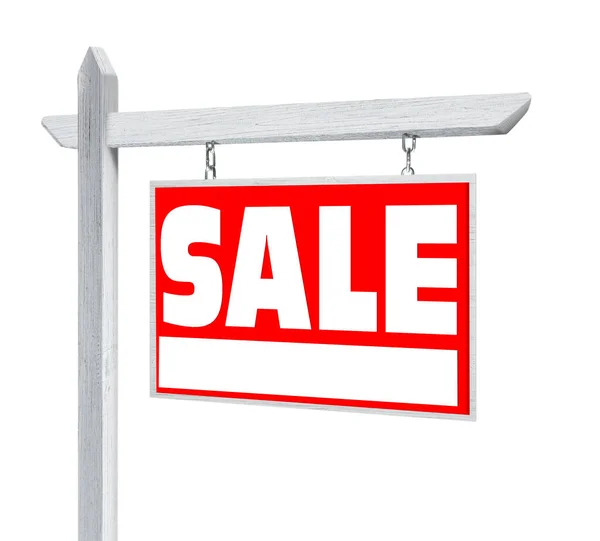 Immobilienschild Mit Phrase Verkauf Auf Weißem Hintergrund — Stockfoto