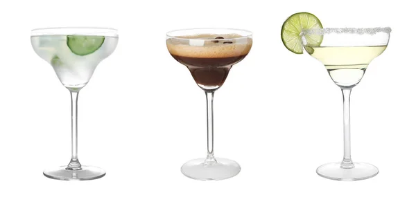 Set Met Verschillende Martini Cocktails Witte Achtergrond — Stockfoto