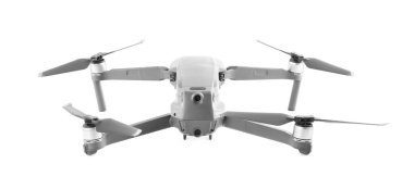 Kameralı modern insansız hava aracı beyaza izole edildi