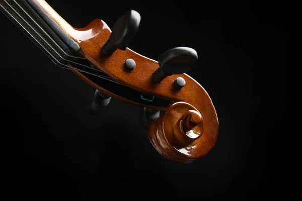 Beautiful Violin Black Background Closeup View — Stock Photo, Image