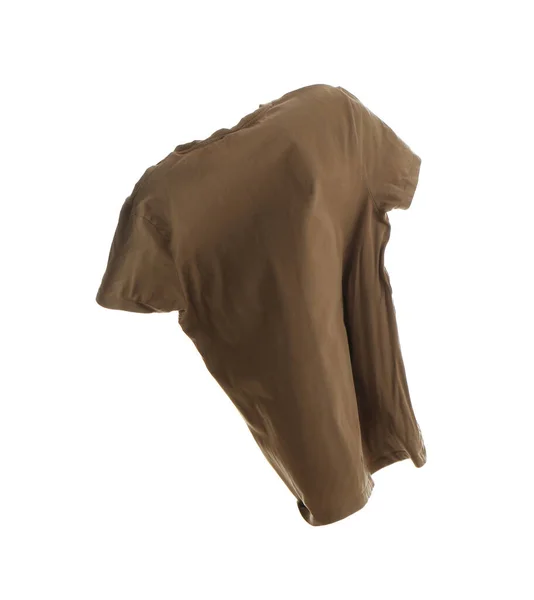 Bruin Shirt Geïsoleerd Wit Stijlvolle Kleding — Stockfoto
