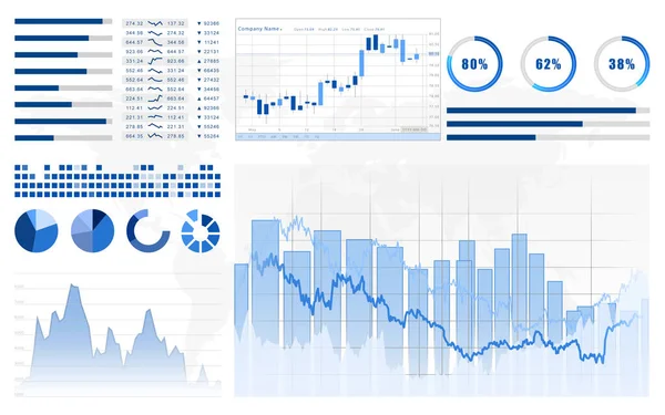 Fintech Koncept Ilustrace Grafů Statistických Informací — Stock fotografie