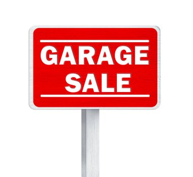 Beyaz arkaplanda GARAGE satışı cümlesiyle imzala
