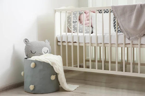 Basket Toy Crib Baby Room Interior Design — Stock Photo, Image