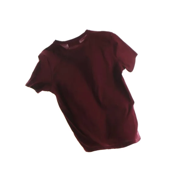 Donkerrood Shirt Geïsoleerd Wit Stijlvolle Kleding — Stockfoto