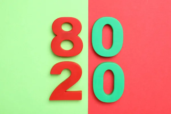 Números Sobre Fondo Color Plano Concepto Principio Pareto — Foto de Stock