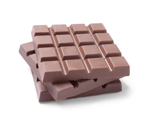Heerlijke Melkchocolade Repen Geïsoleerd Wit — Stockfoto