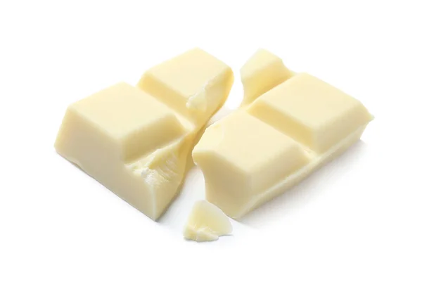 Кусочки Вкусного Шоколада Изолированы Белом — стоковое фото